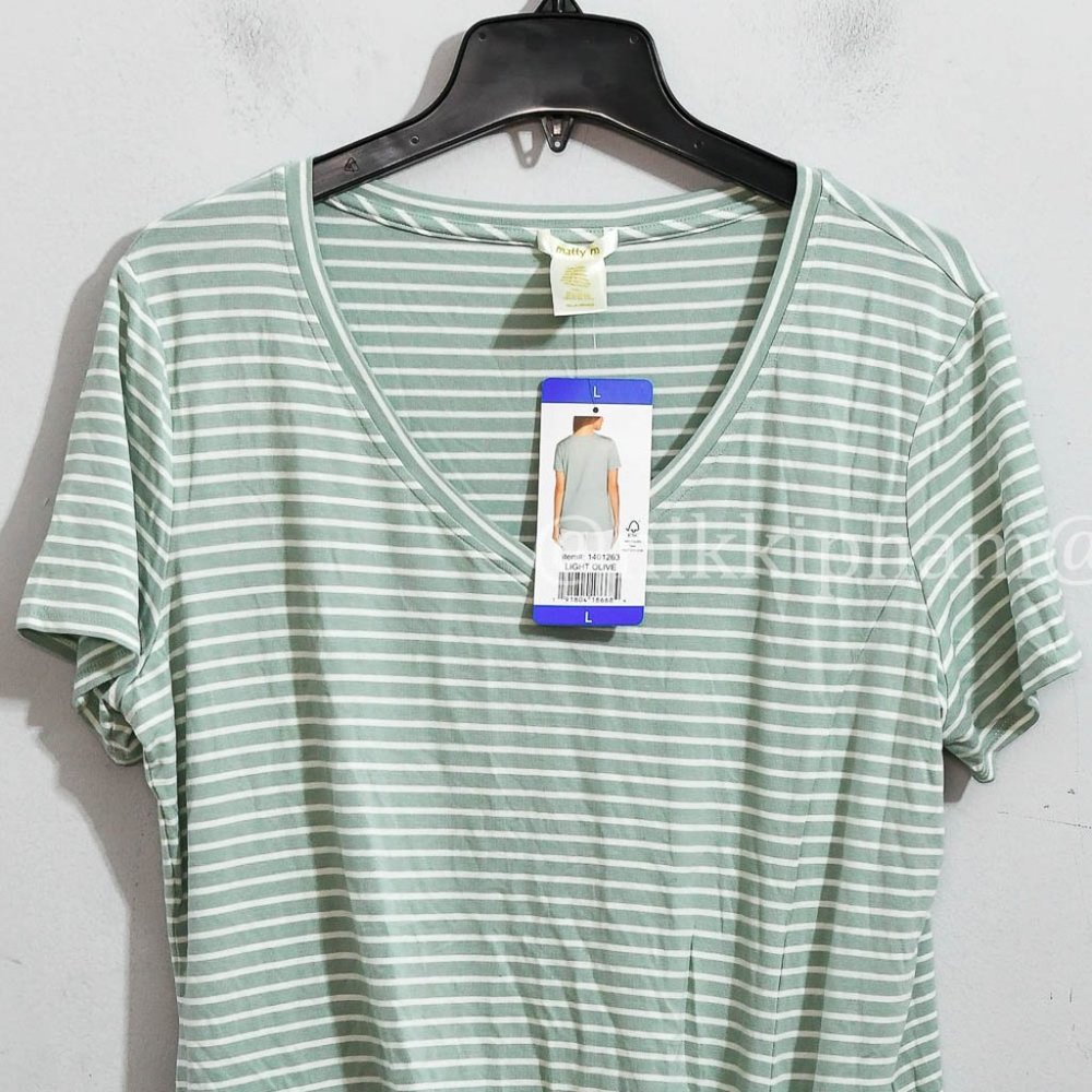 Matty Ladies' V-Neck Tee Shirt Top Short Sleeve Lightweight - Picture 3 of 5